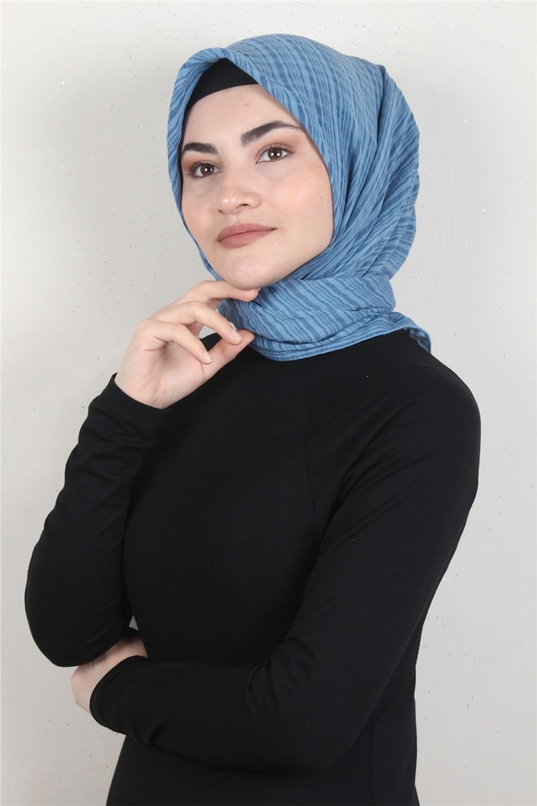 Mistik Pamuk Eşarp 4101-22 Gök Mavi