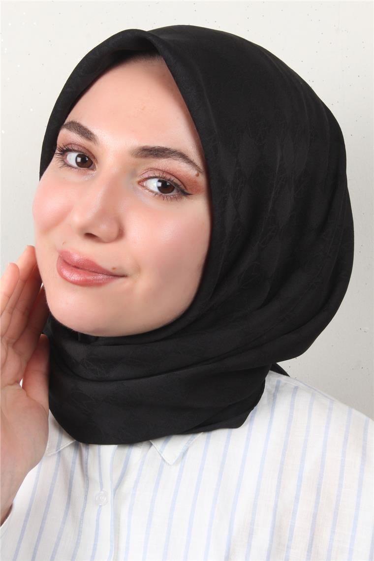 Modakaşmir Mk Desen Eşarp 5354-17 Siyah