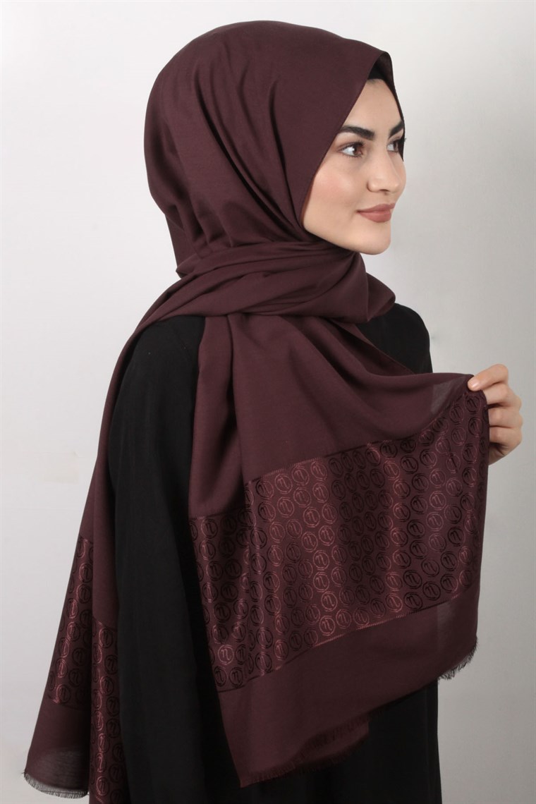 Monogram Şal 143-1 Şarabi