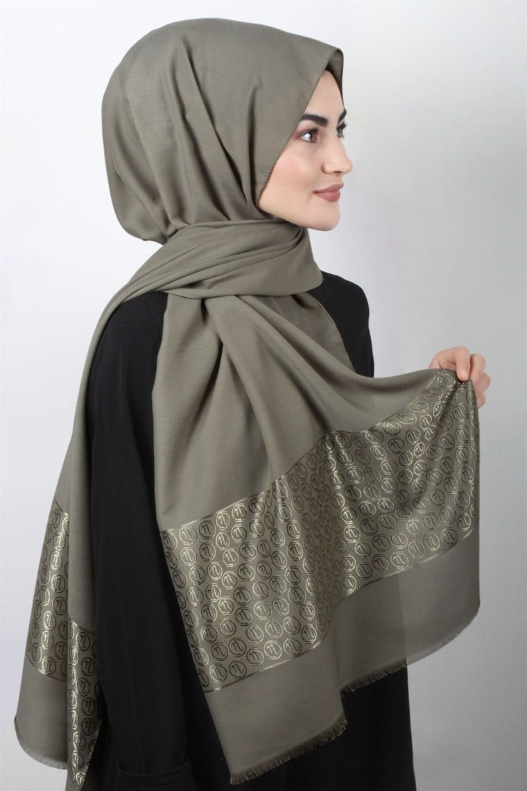 Monogram Şal 143-2 Haki Yeşili