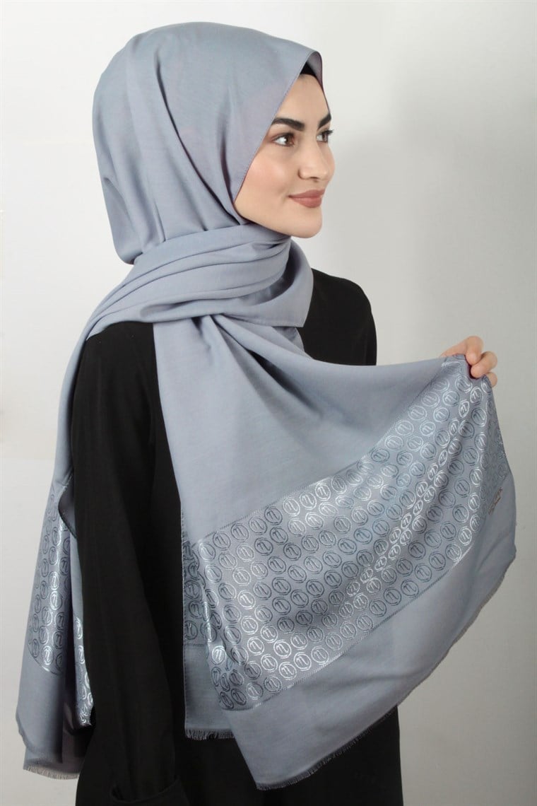 Monogram Şal 143-3 Bebe Mavisi
