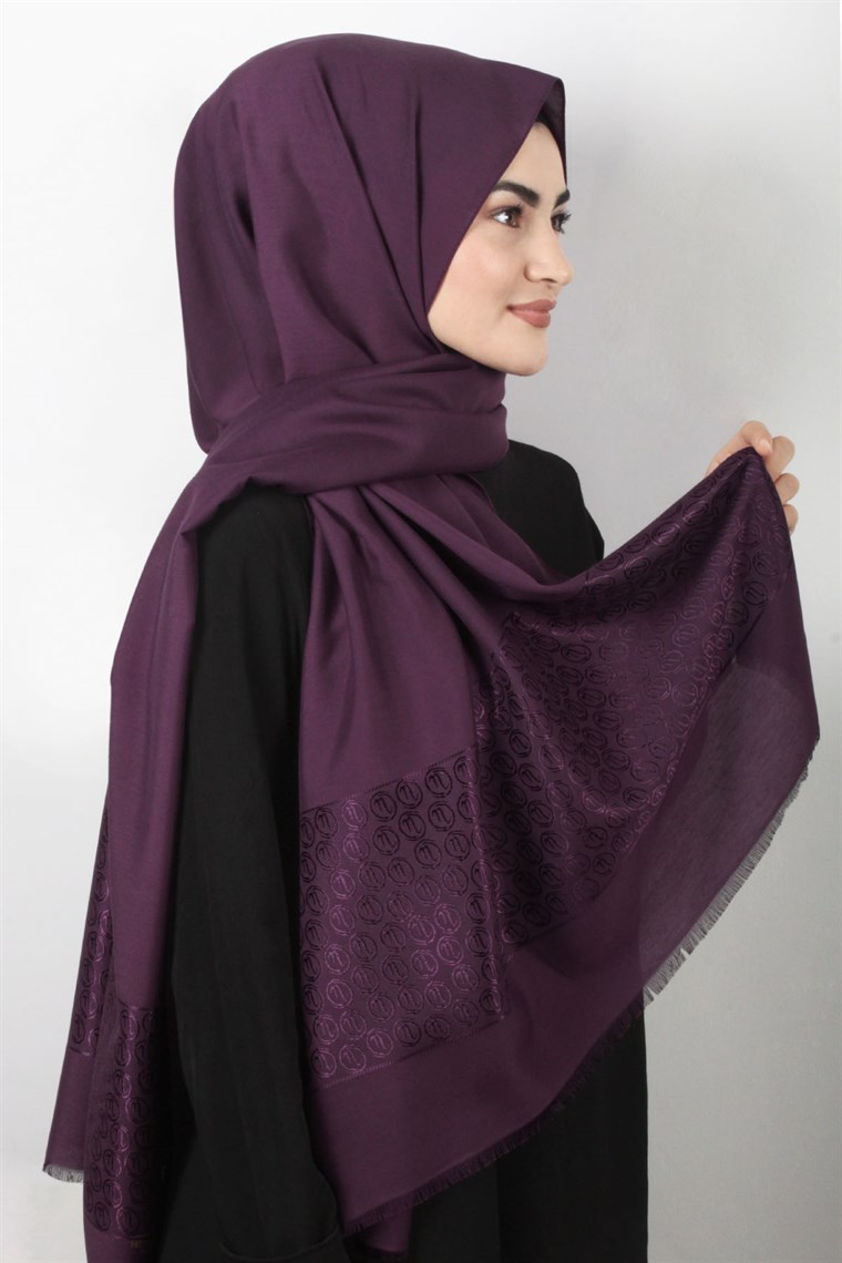 Monogram Şal 143-5 Mor