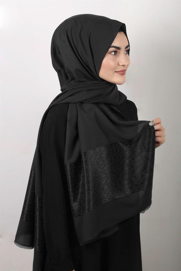 Monogram Şal 143-9 Siyah
