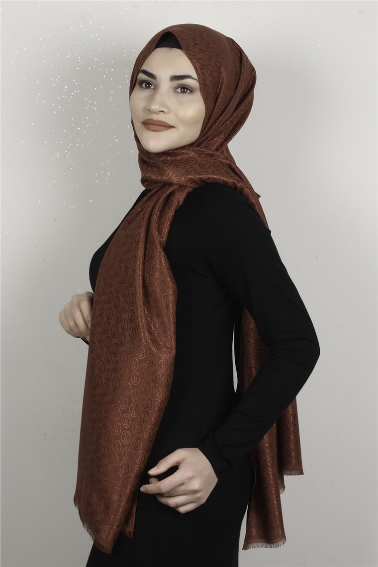 Monogram Şal 144-10 Kiremit