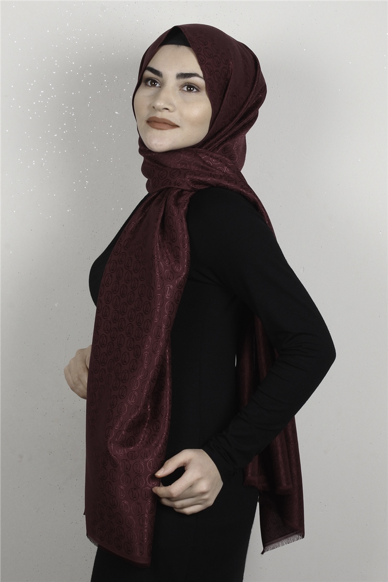 Monogram Şal 144-11 Bordo