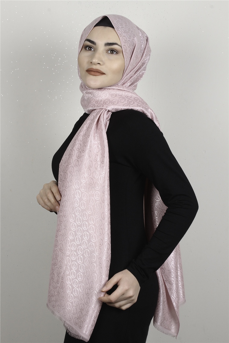 Monogram Şal 144-12 Şeker Pembe