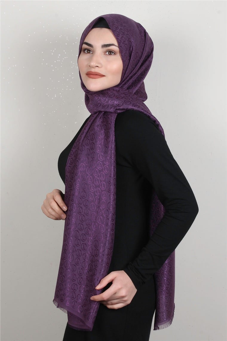 Monogram Şal 144-13 Mor