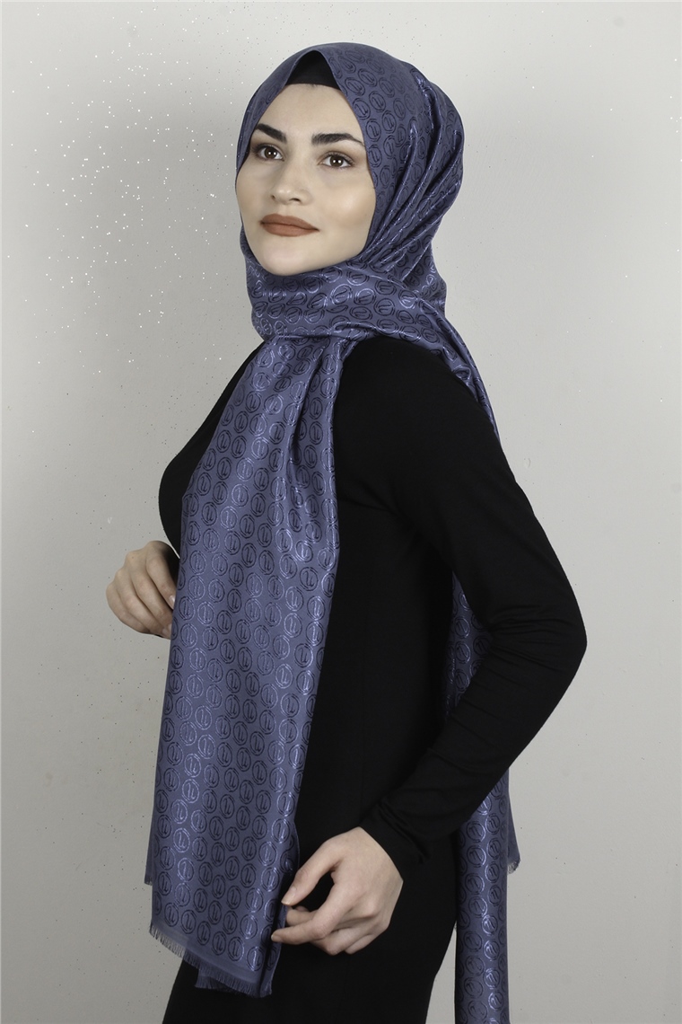 Monogram Şal 144-6 İndigo
