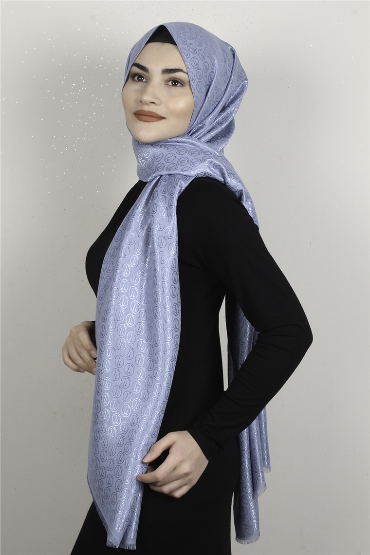 Monogram Şal 144-7 Bebe Mavisi