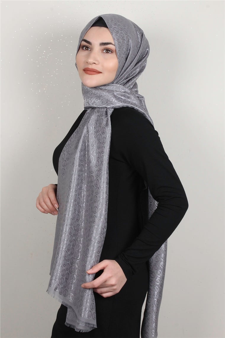 Monogram Şal 144-9 Gri