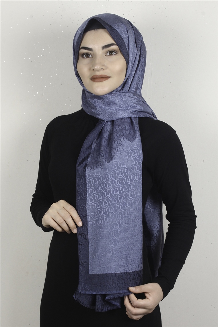 Monogram Şal 145-12 İndigo