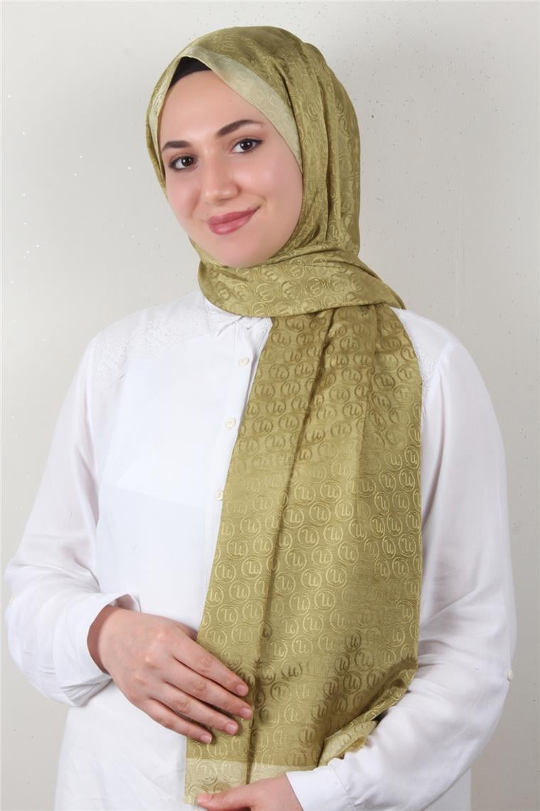 Monogram Şal 145-28 Fıstık Yeşili