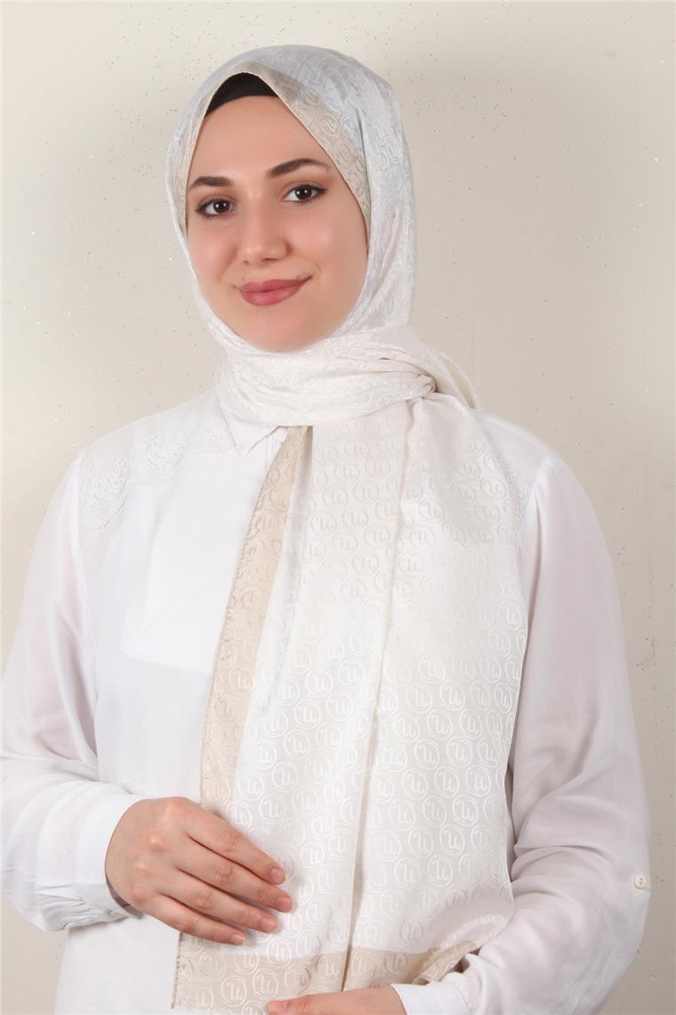 Monogram Şal 145-42 Krem