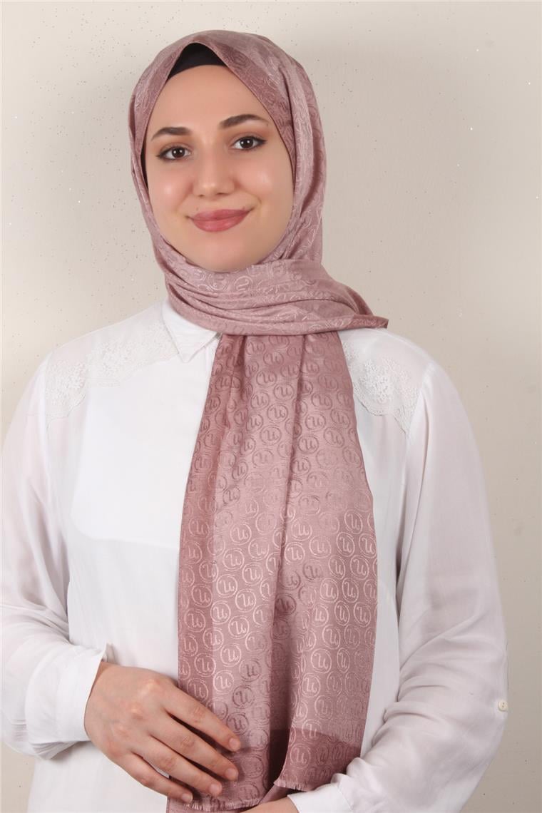 Monogram Şal 145-48 Koyu Pudra