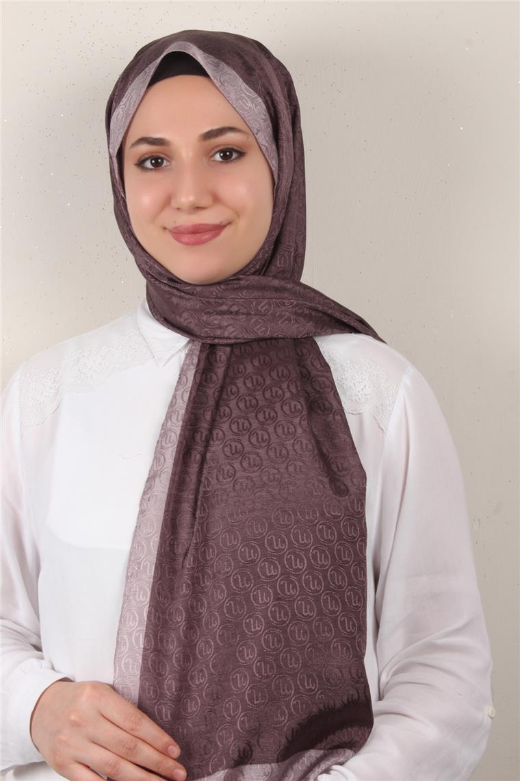 Monogram Şal 145-49 Patlıcan Moru