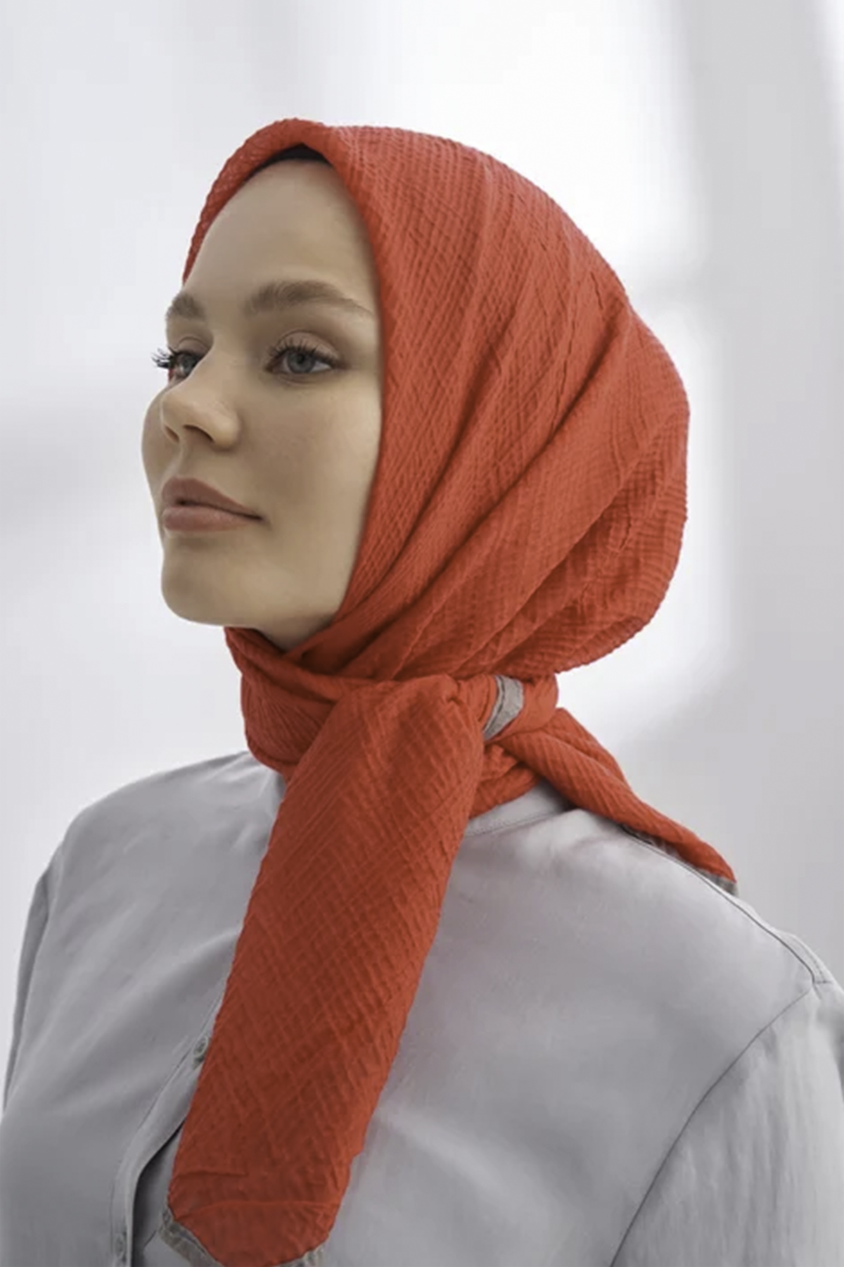 Müslin Biyeli Eşarp 3353-50 Kırmızı 