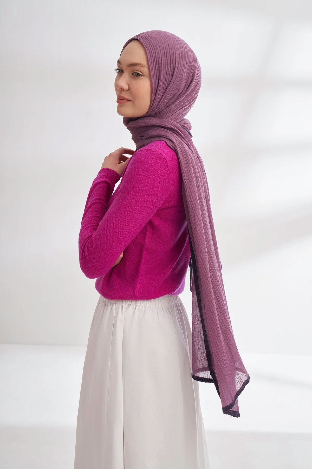 Müslin Biyeli Şal 3352-186 Leylak