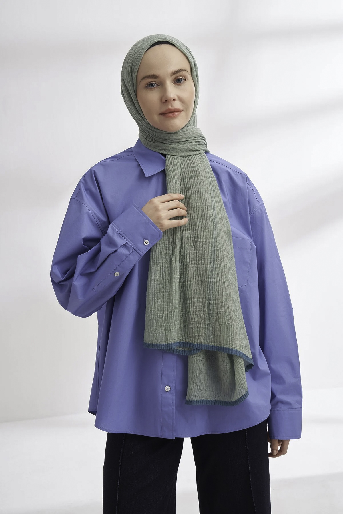 Müslin Biyeli Şal 3352-234 Çağla Yeşili