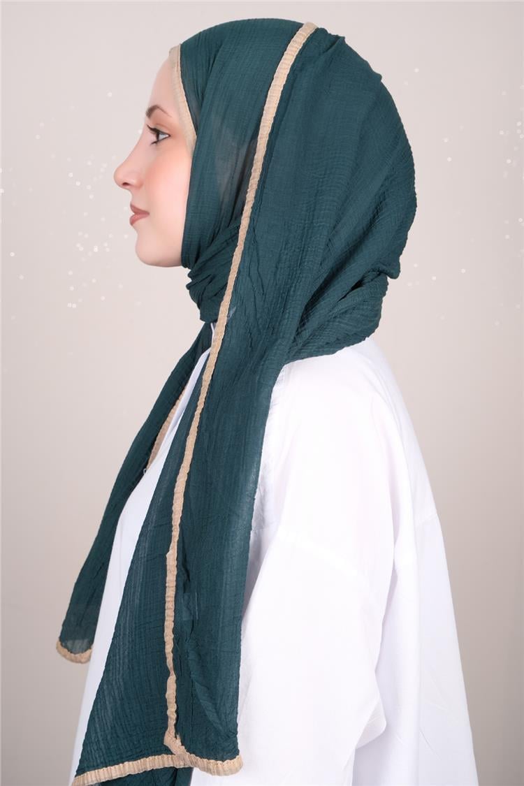 Müslin Biyeli Şal 3352-24 Zümrüt 