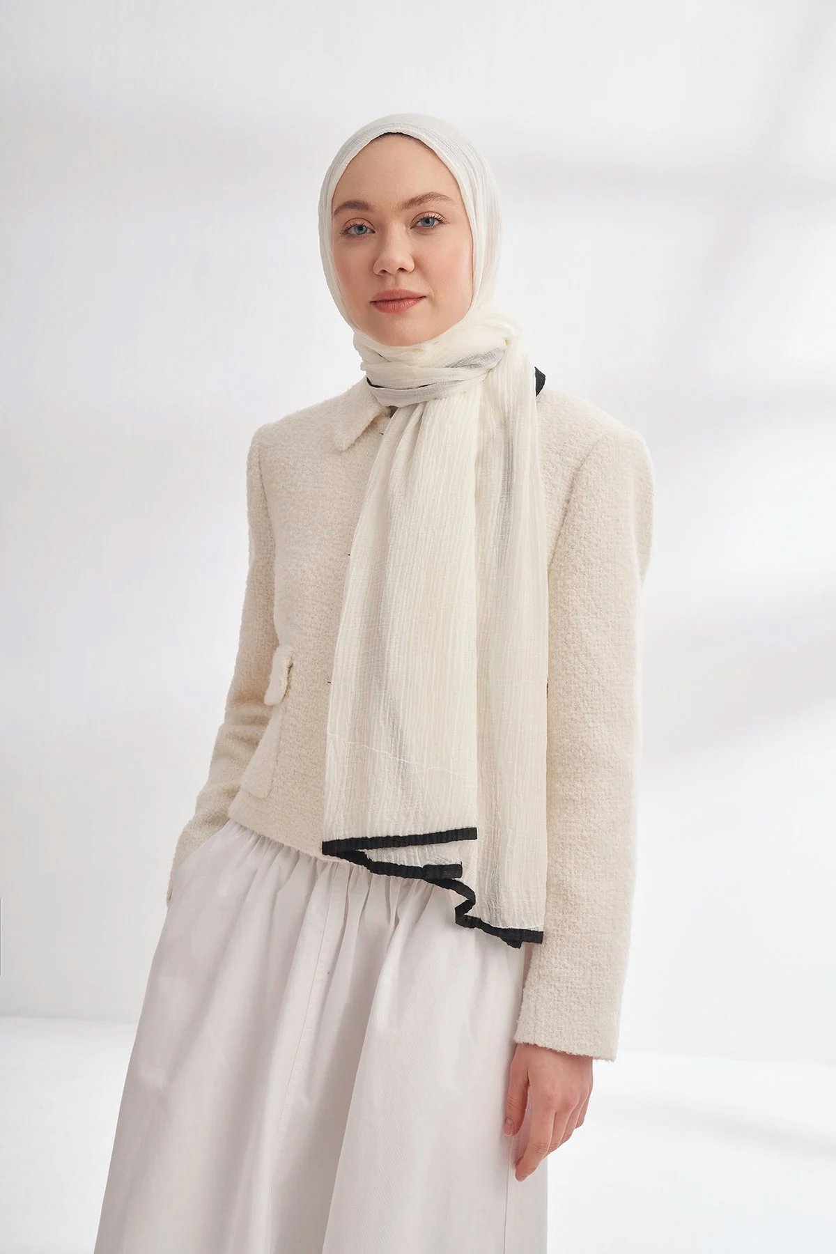 Müslin Biyeli Şal 3352-69 Ekru