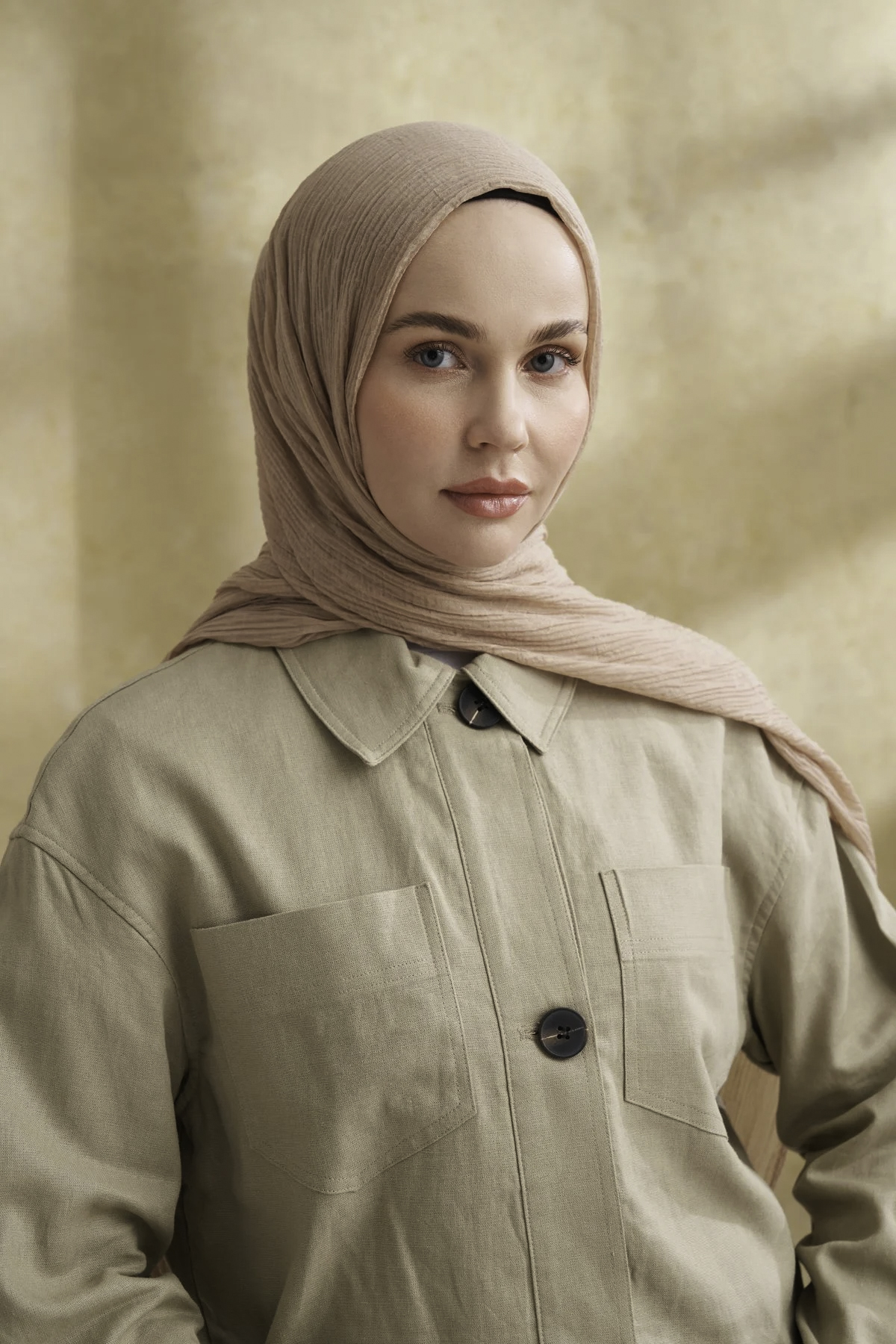 Müslin Yaprak Desen Şal 3351-1041 Sahra 