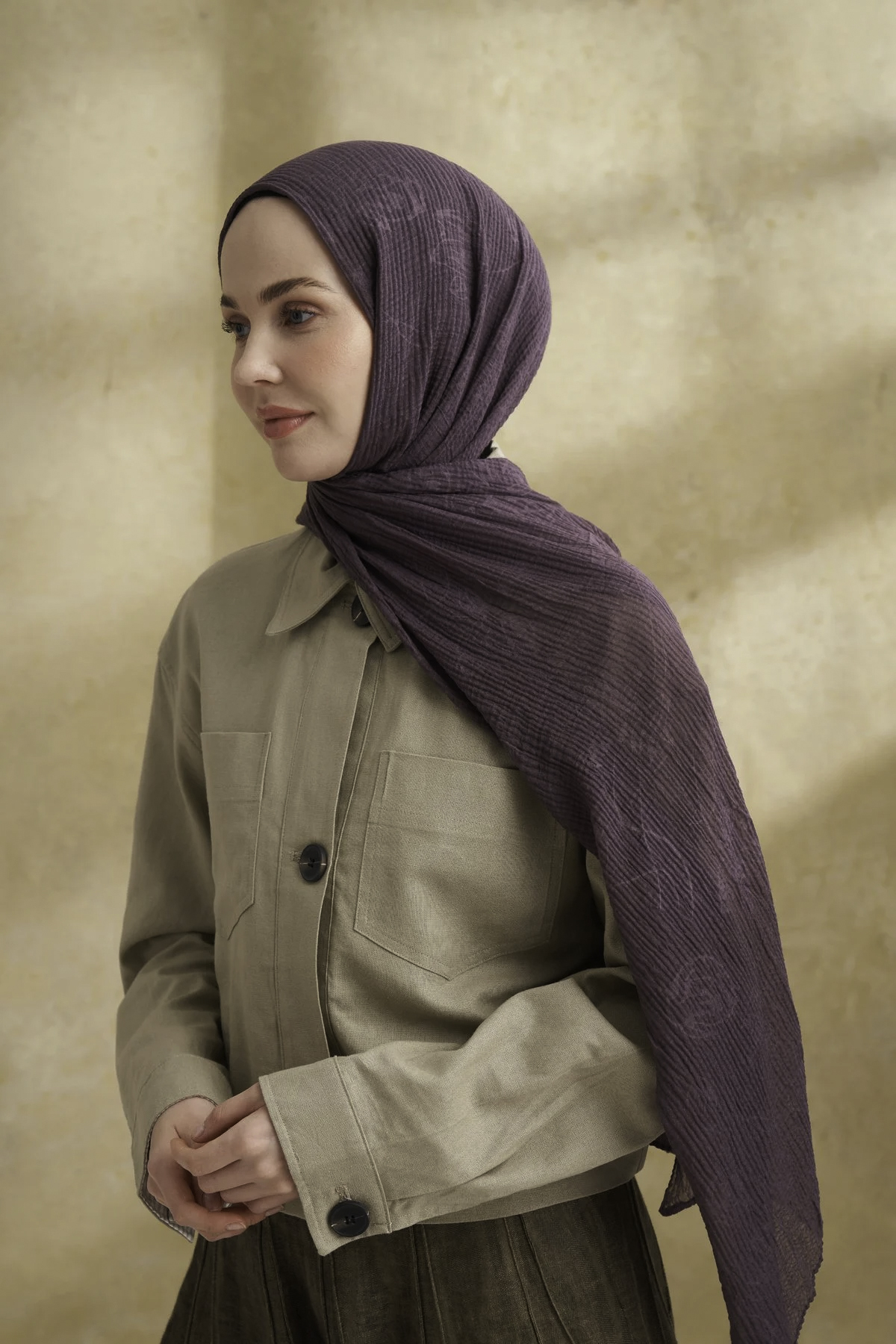 Müslin Yaprak Desen Şal 3351-800