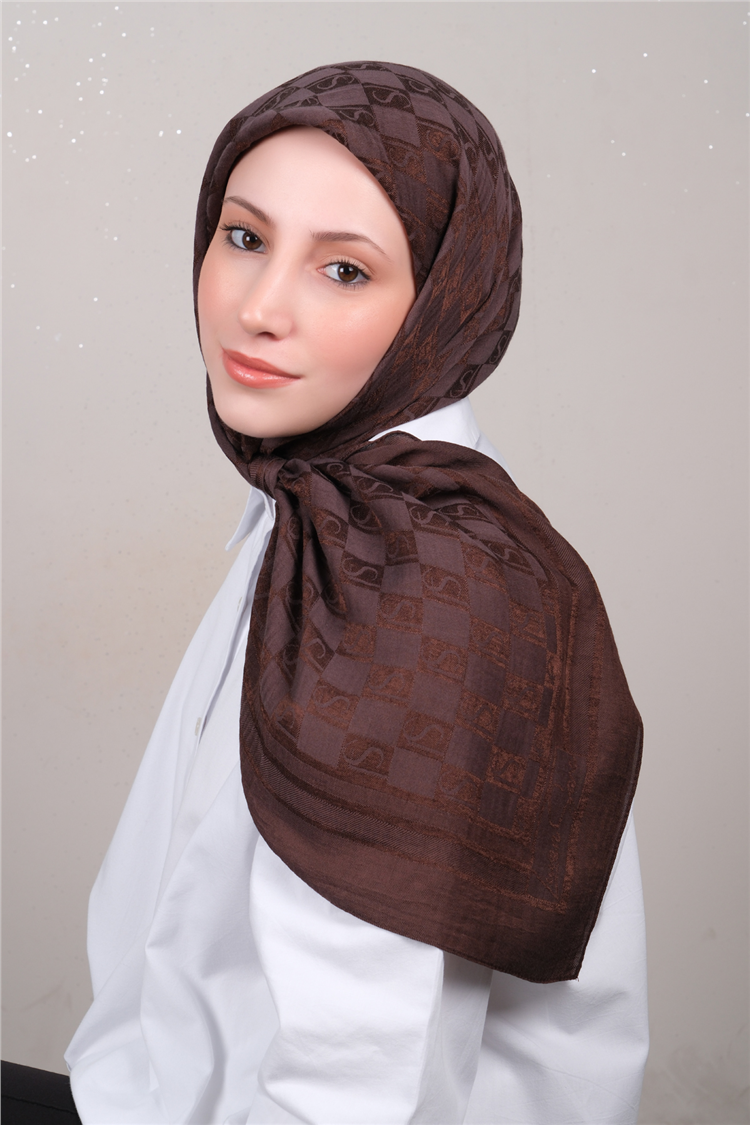 Naia Lyocell Coton Eşarp 6851-11 Kahve 