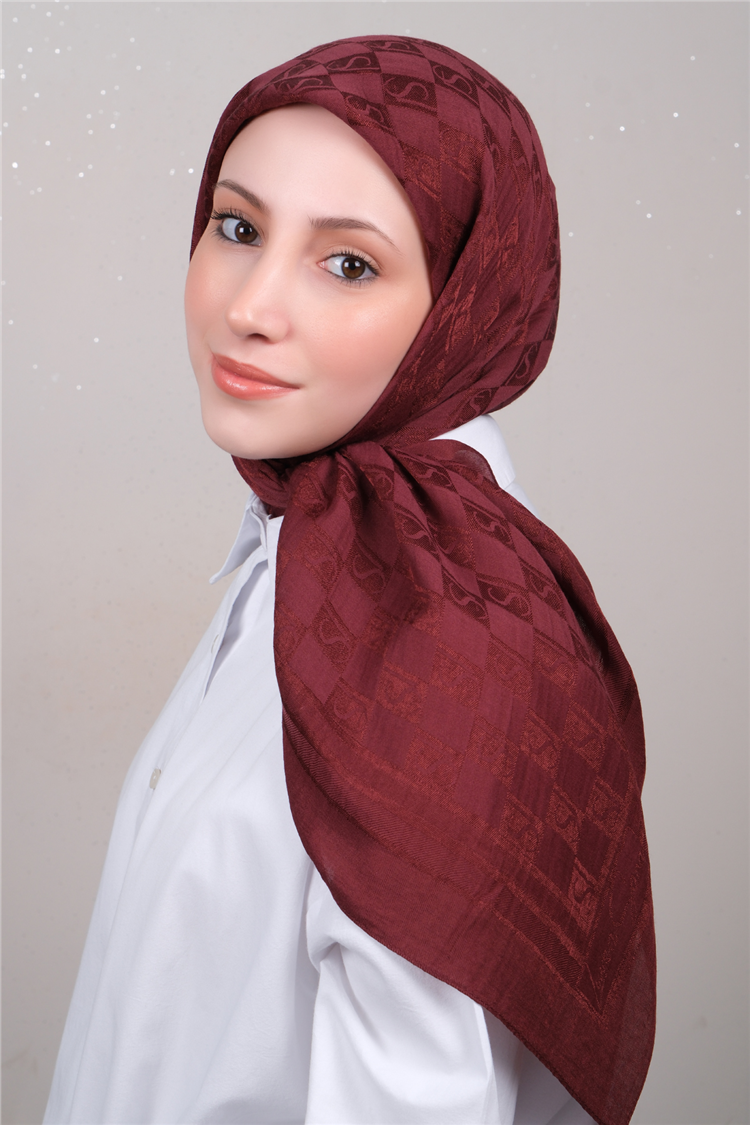 Naia Lyocell Coton Eşarp 6851-13 Bordo 