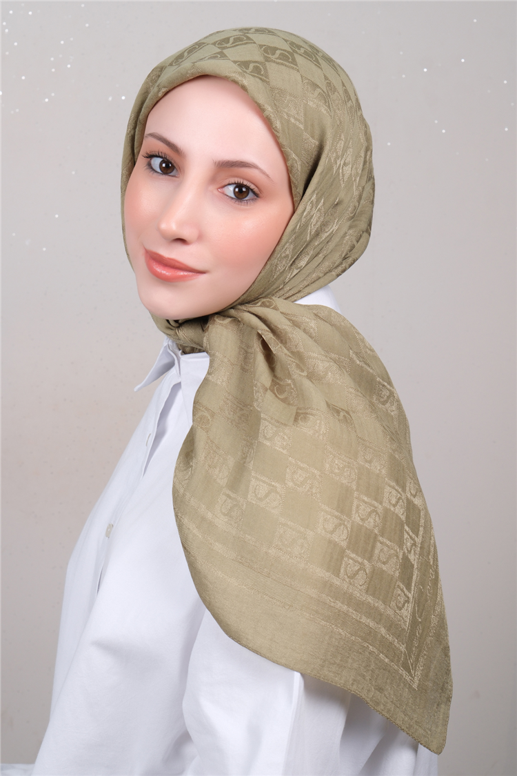Naia Lyocell Coton Eşarp 6851-7 Olive 