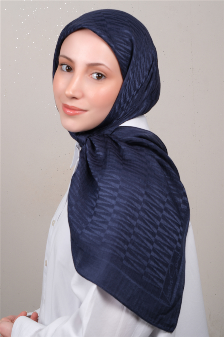 Naia Lyocell Coton Eşarp 8614-1 Lacivert 