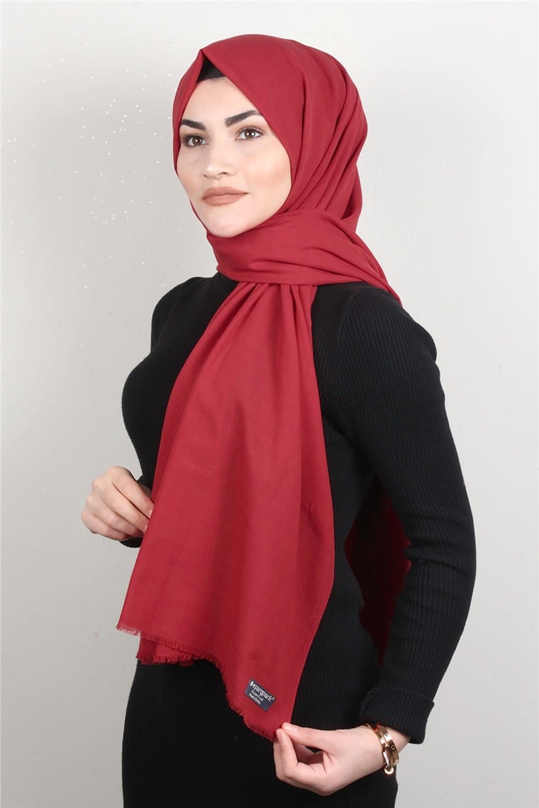 Natural Pamuk Şal 1495-11 Kırmızı
