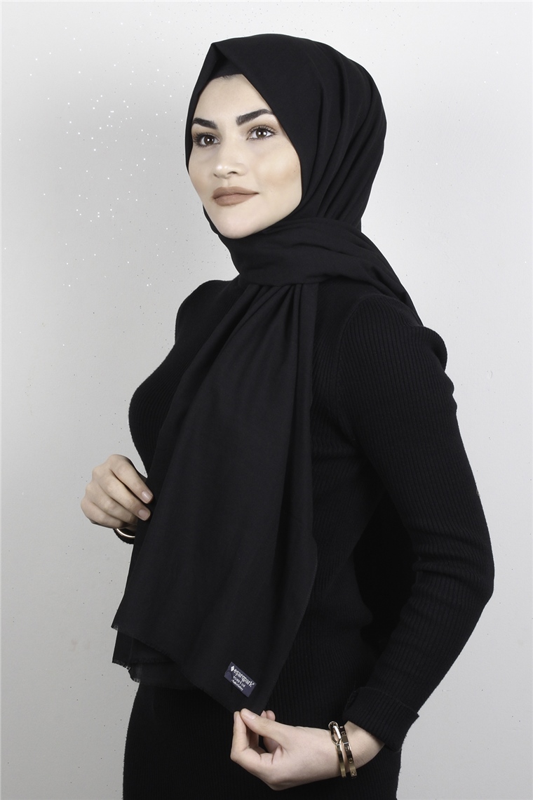 Natural Pamuk Şal 1495-22 Siyah