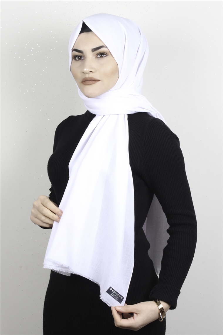 Natural Pamuk Şal 1495-6 Beyaz