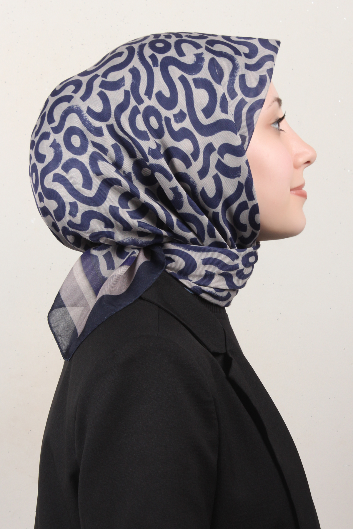 Nirvana Soft Eşarp 8111-7 Lacivert-Taş