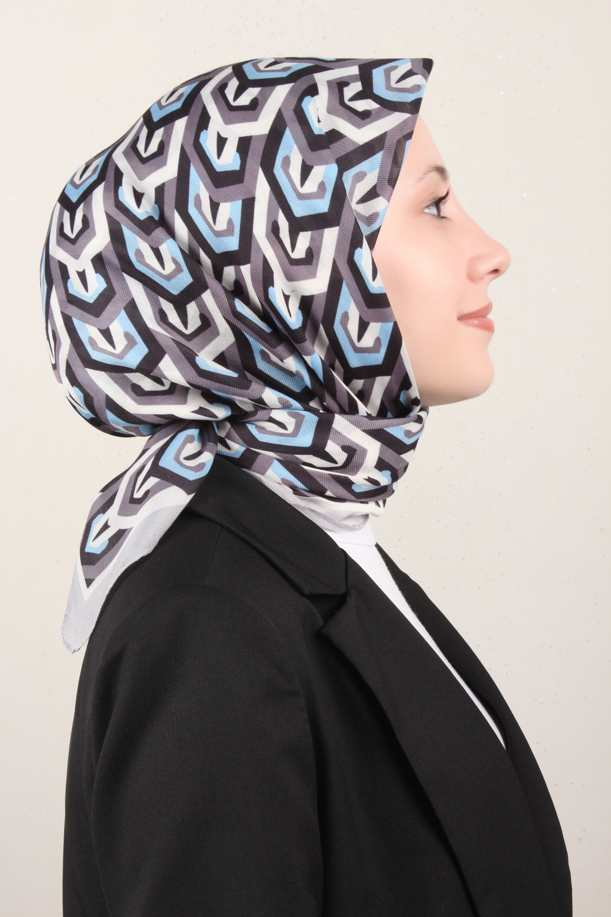 Nirvana Soft Eşarp 8114-8 Gri-Mavi