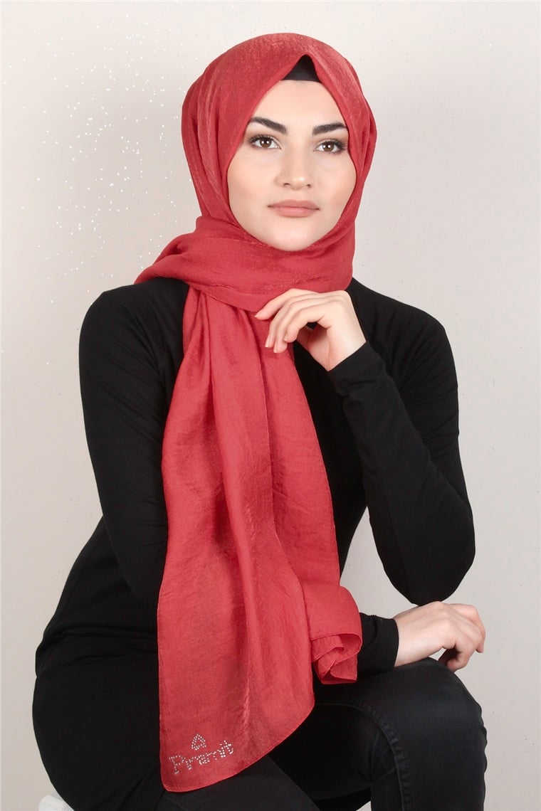 Olivya Simli Şal 4001-11 Kırmızı