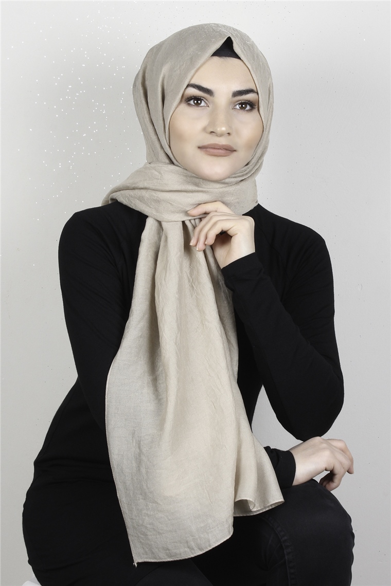 Olivya Simli Şal 4001-7 Açık Vizon