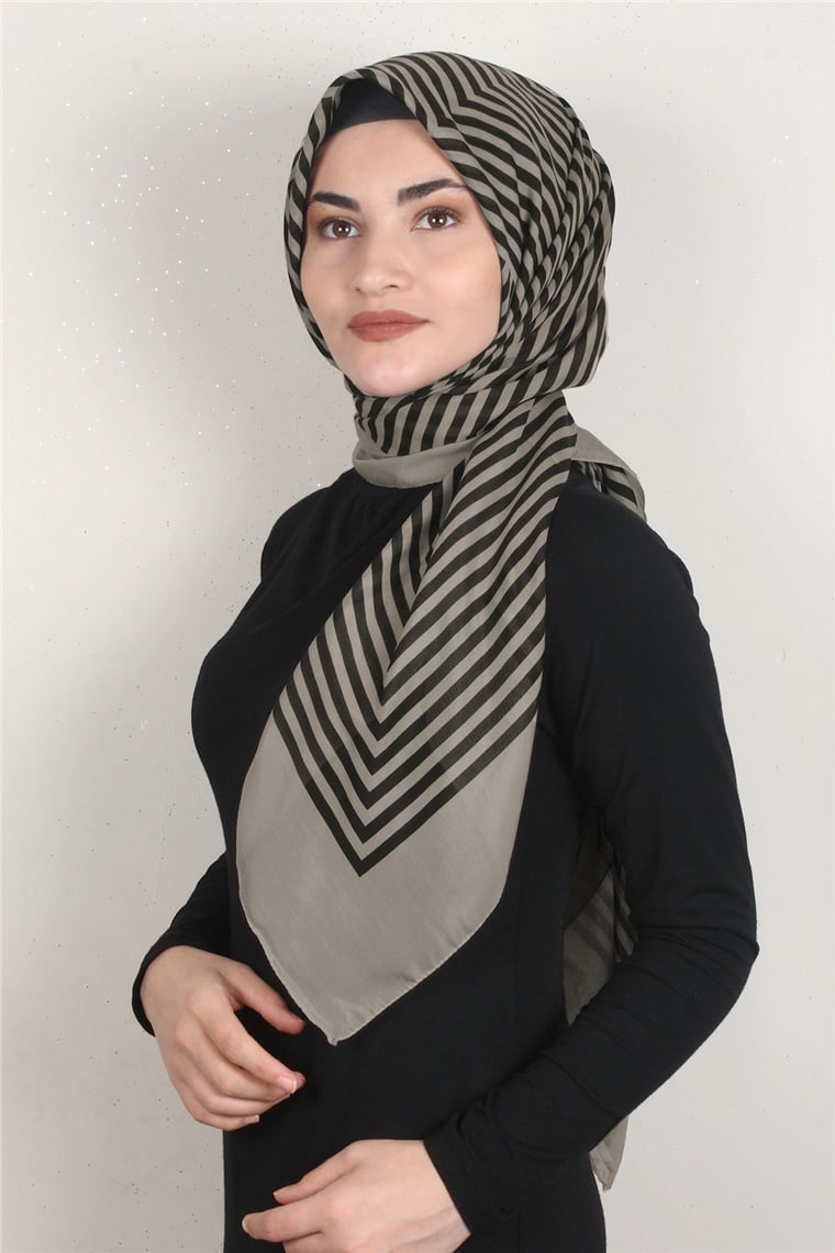 Pamuklu 140x140 Cm Eşarp 1070-57 Vizon