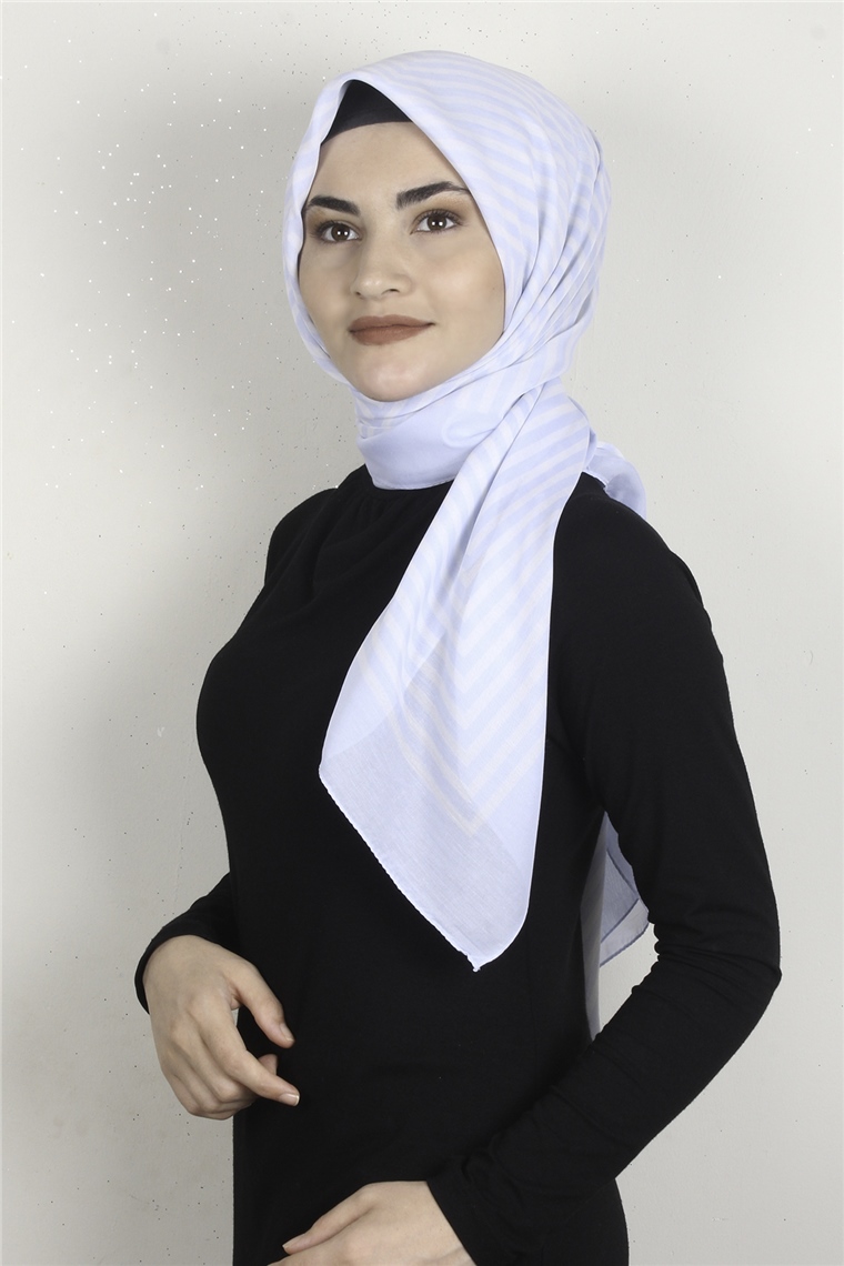 Pamuklu 140x140 Cm Eşarp  1070-58 Bebe Mavisi 