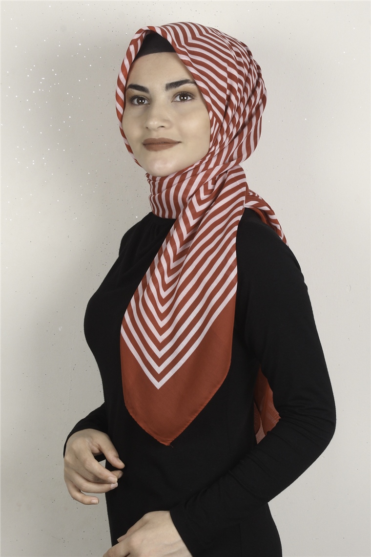 Pamuklu 140x140 Cm Eşarp 1070-61 Kırmızı