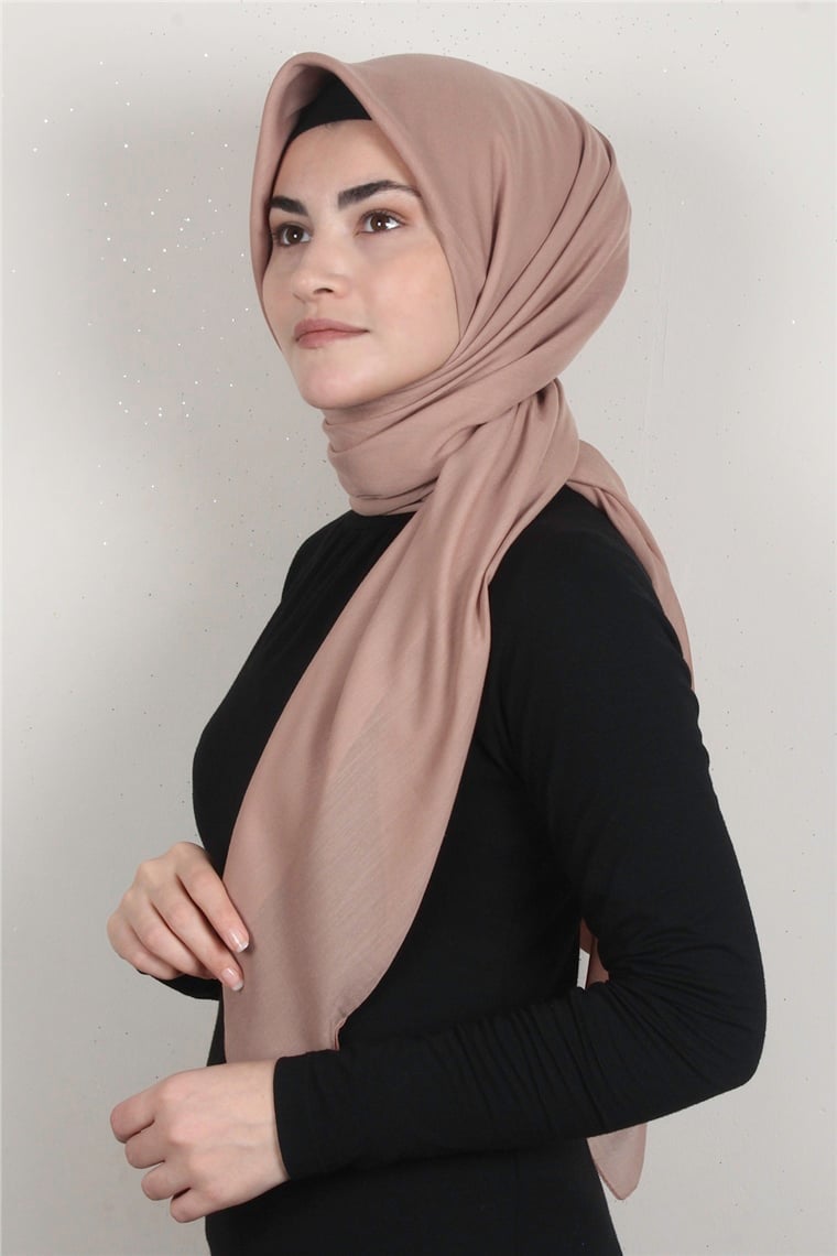 Pamuklu 140x140 Cm Eşarp 1070-80 Koyu Bej