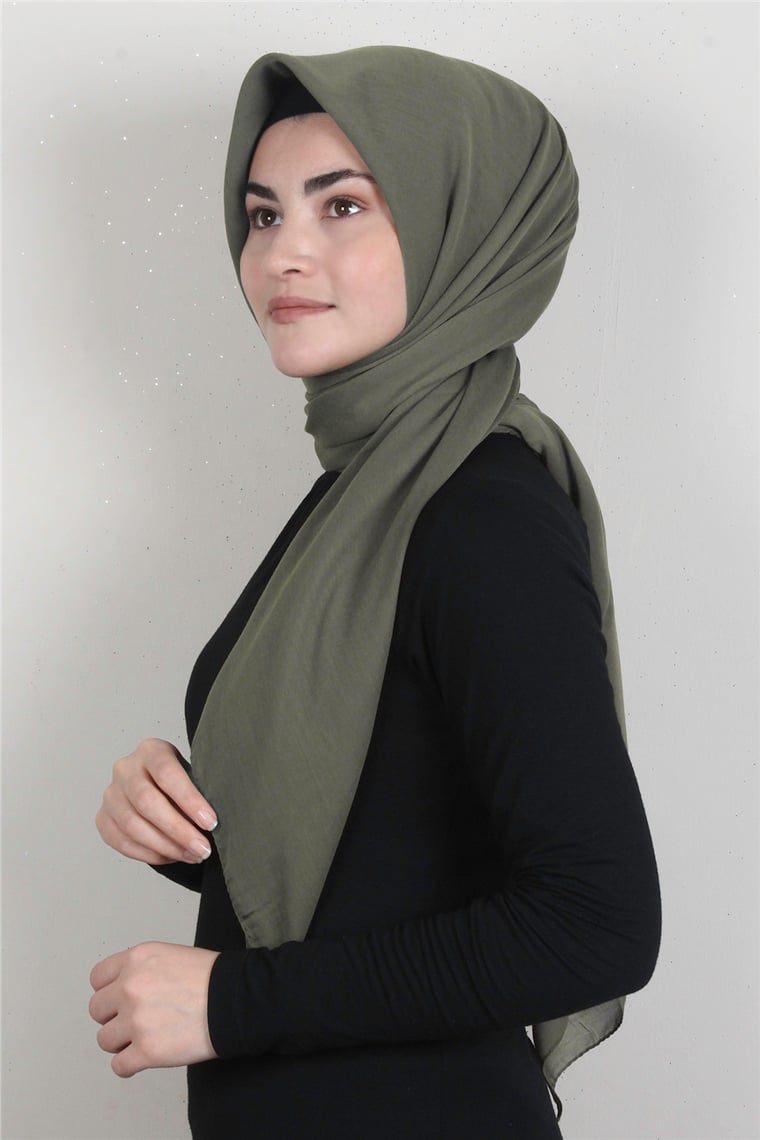 Pamuklu 140x140 Cm Eşarp 1070-81 Asker Yeşili