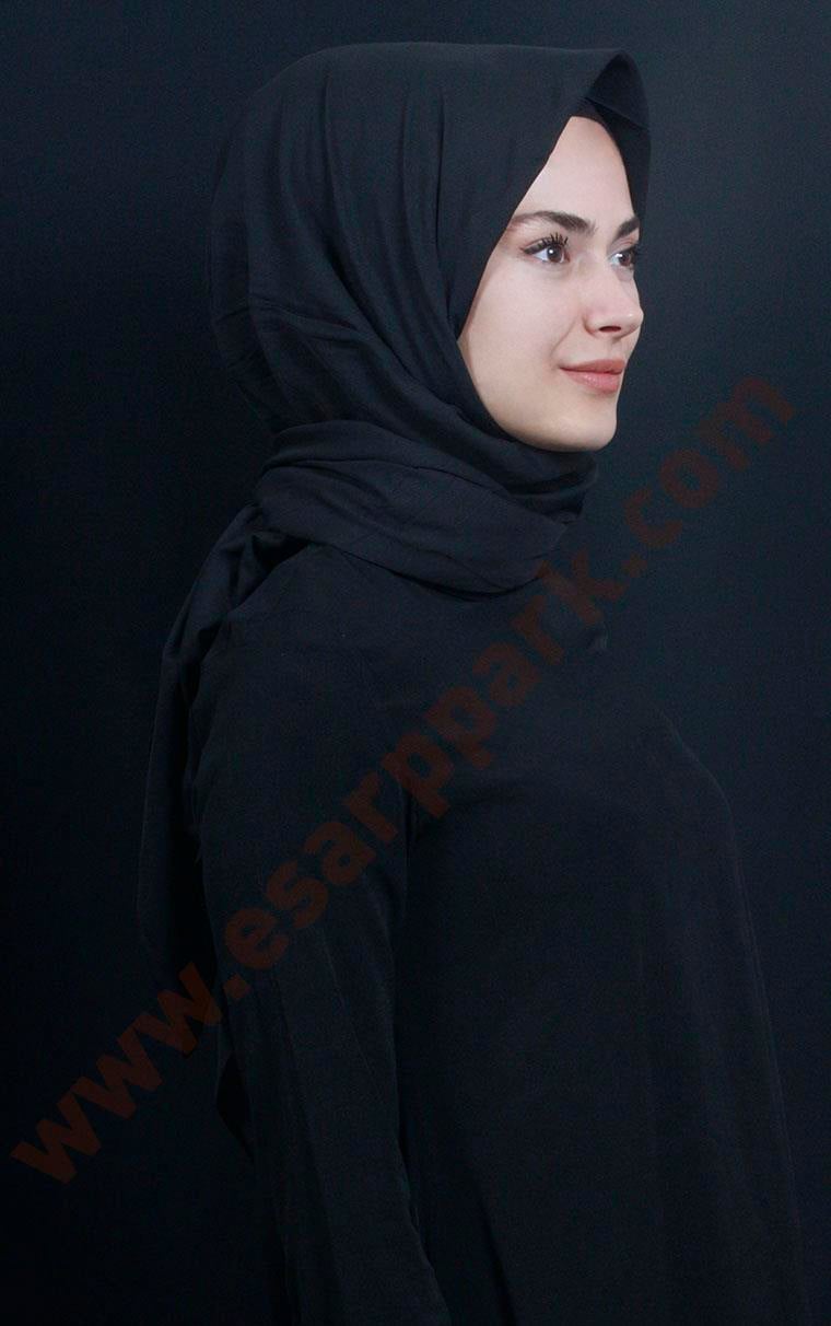Pamuklu 140x140 Cm Eşarp 1096-23 Siyah