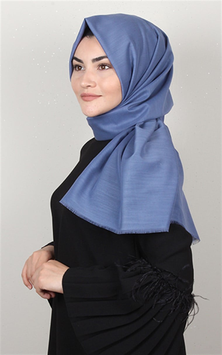 Pamuklu Ağaç Kabuğu Şal 1654-18 İndigo