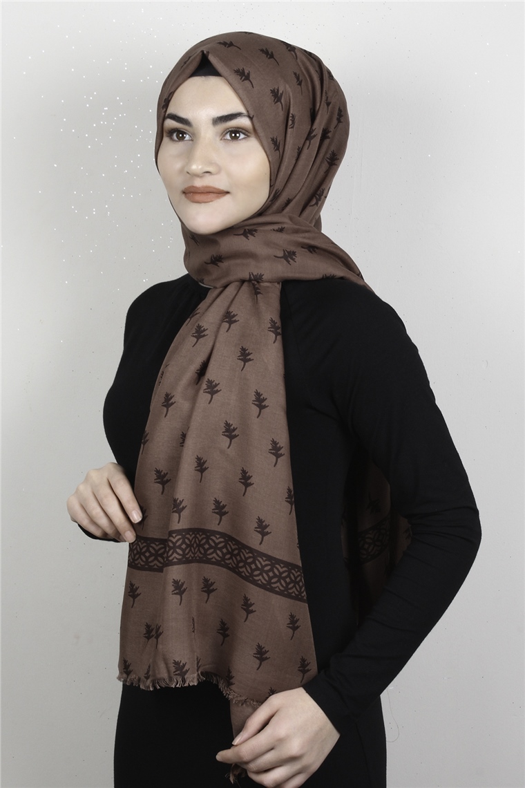 Pamuklu Desenli Şal 5754-14 Soğan Kabuğu