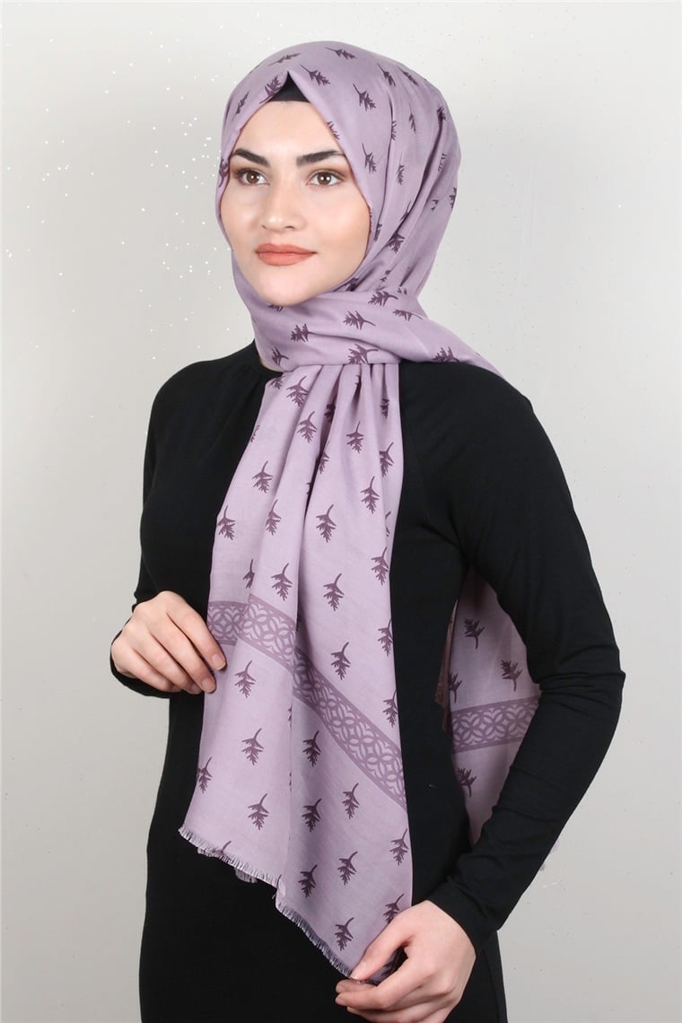 Pamuklu Desenli Şal 5754-17 Leylak