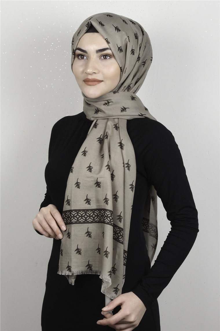 Pamuklu Desenli Şal 5754-6 Çağla Yeşili
