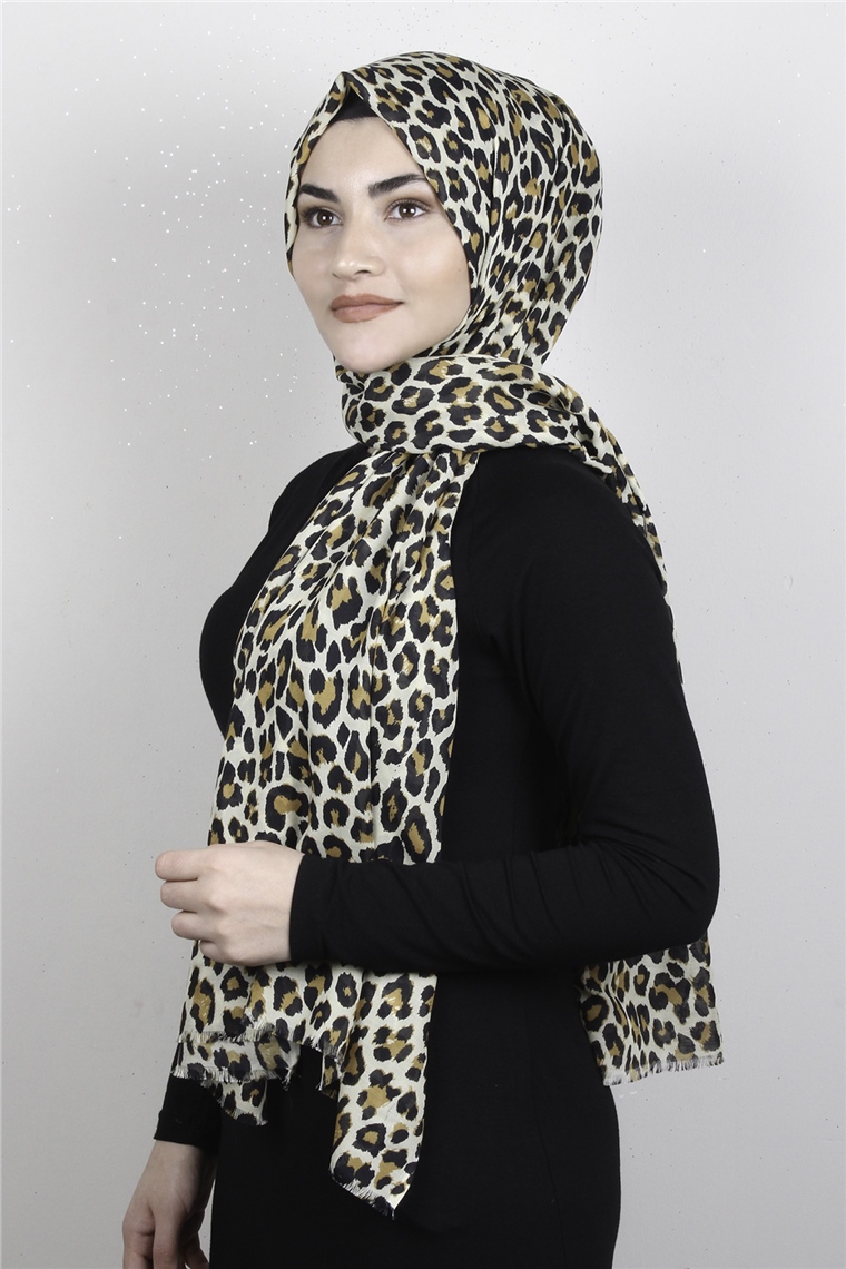 Pamuklu Desenli Şal 5755-8 Sarı
