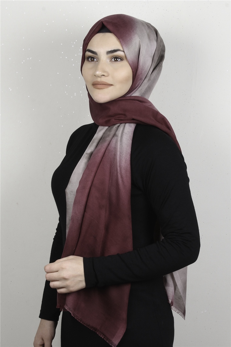 Pamuklu Desenli Şal 5756-11 Bordo