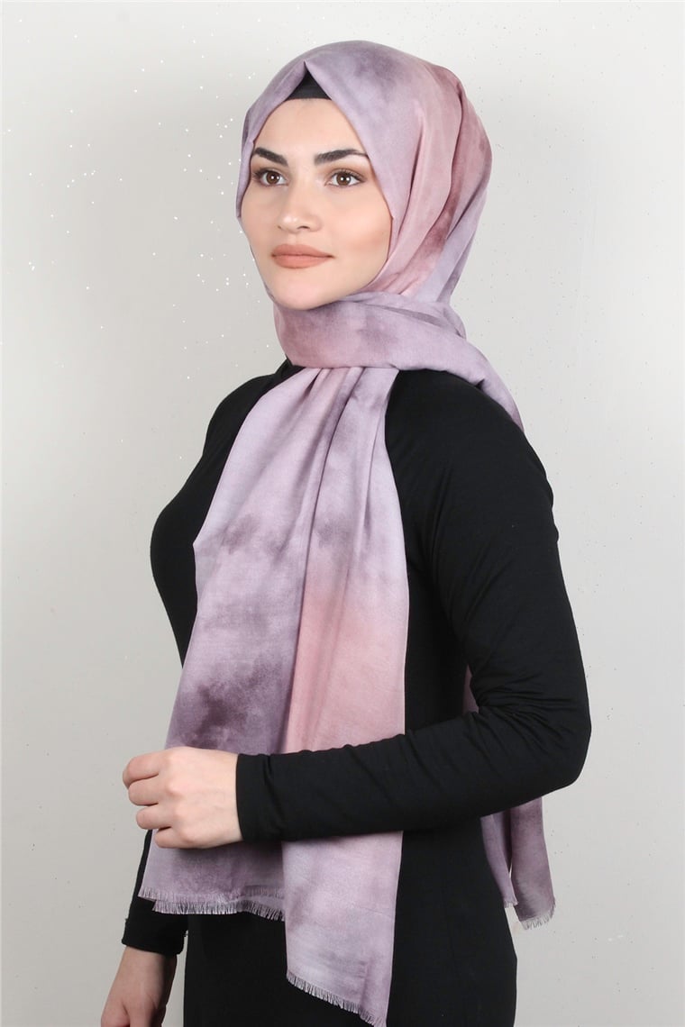 Pamuklu Desenli Şal 5756-13 Lila